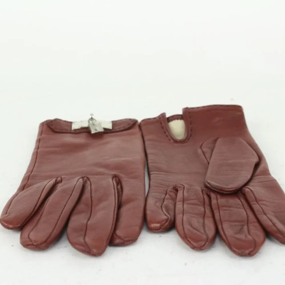 Hermès Size 6 Burgundy Leather Kelly Hommage Glove